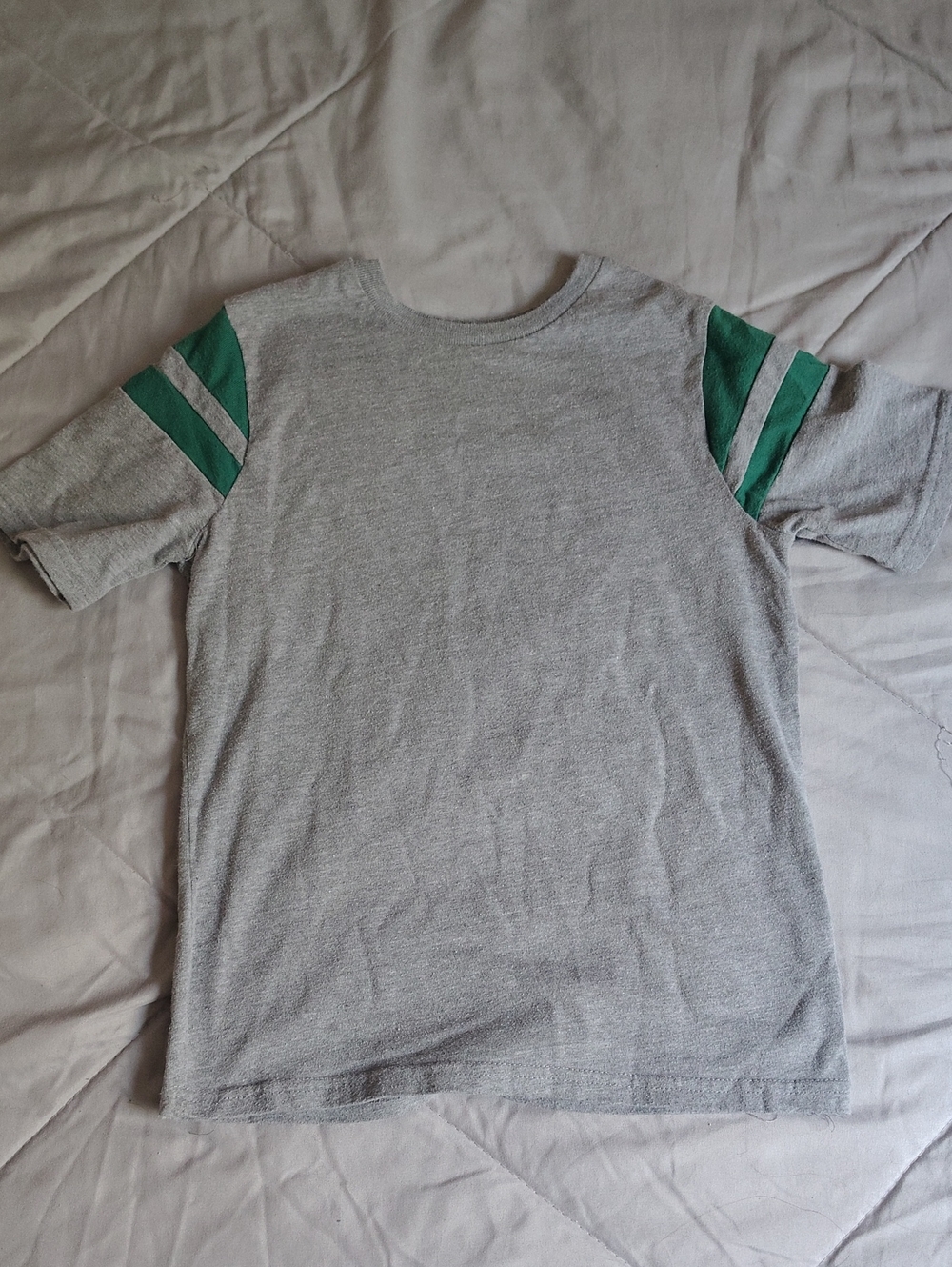 Garanimals Light Gray Tee with Green Sleeve Stripes